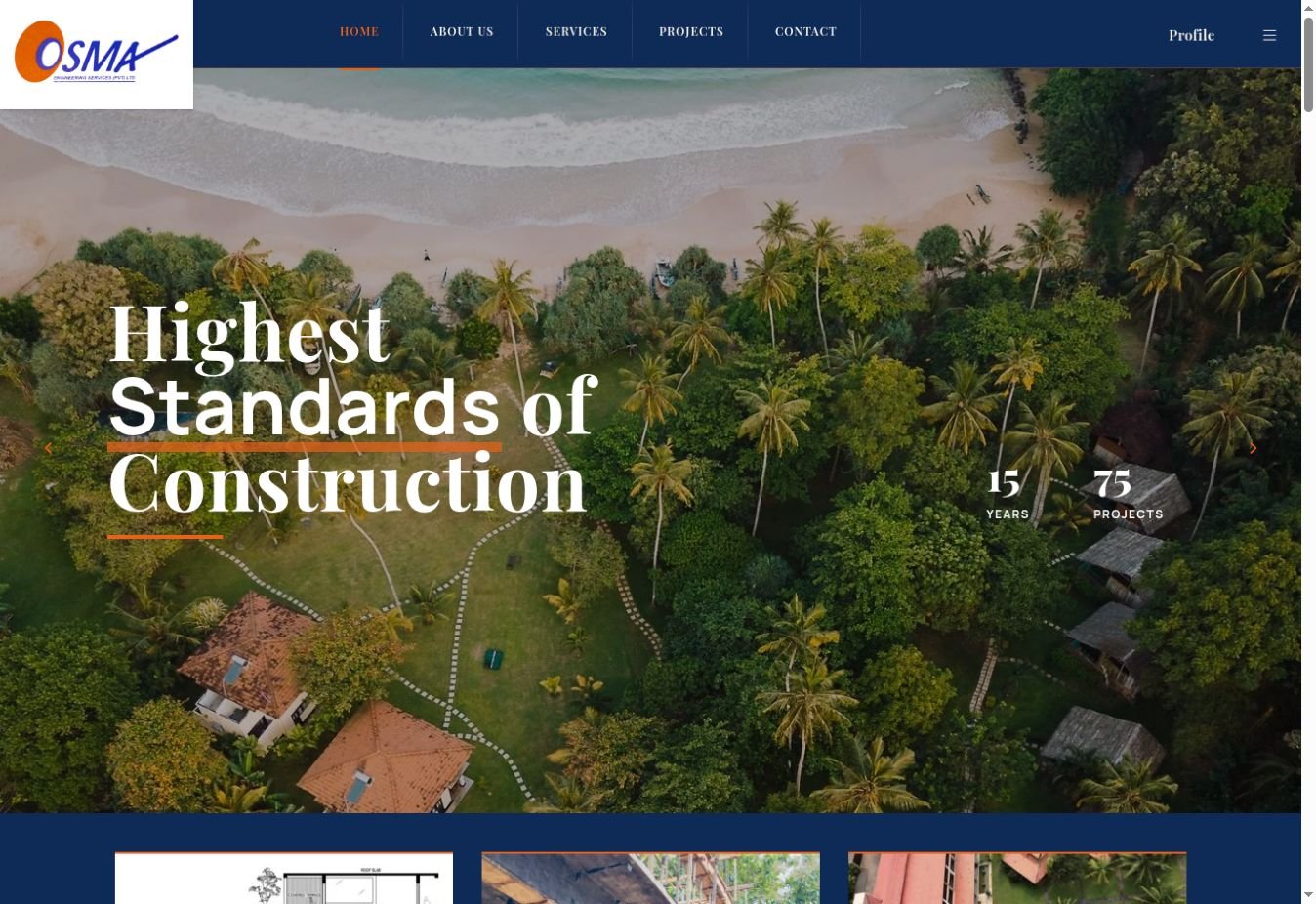Landing-page screenshot of OSMA Engineering