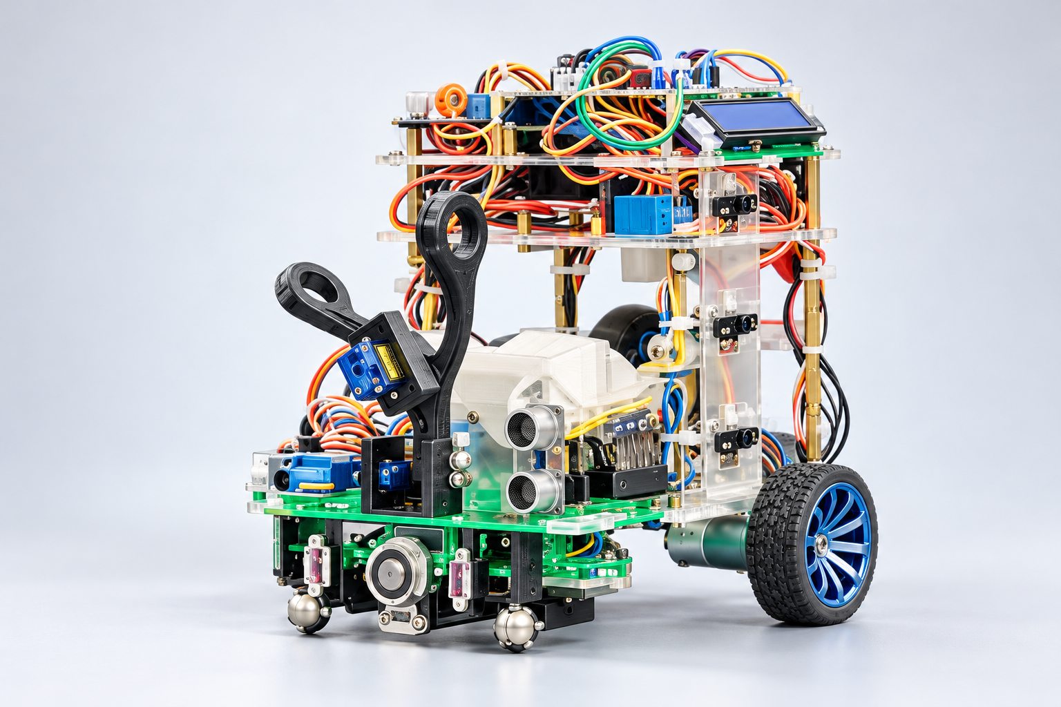 Presentation render based on the original Panthera robot photograph, showing its open electronics and mobile chassis